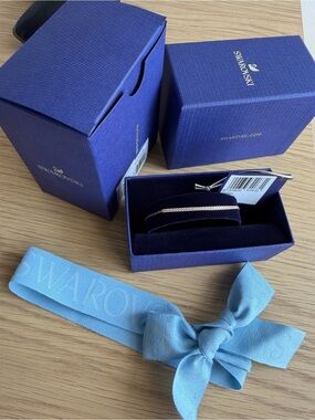 Swarovski Rose Gold Crystal Bangle with Blue Packaging